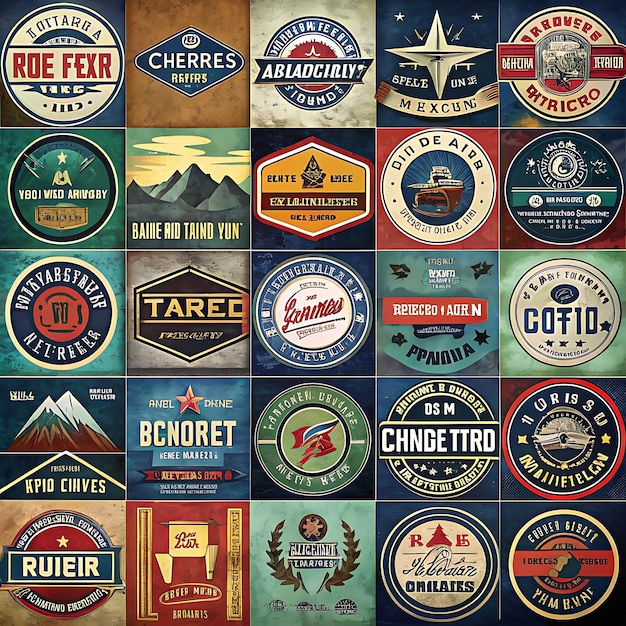 Photo vintage retro badges with old symbols logos and badges hipster