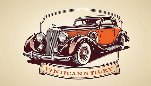 Photo vintage or retro or classic car logo design illustrationhand drowning tshirt print