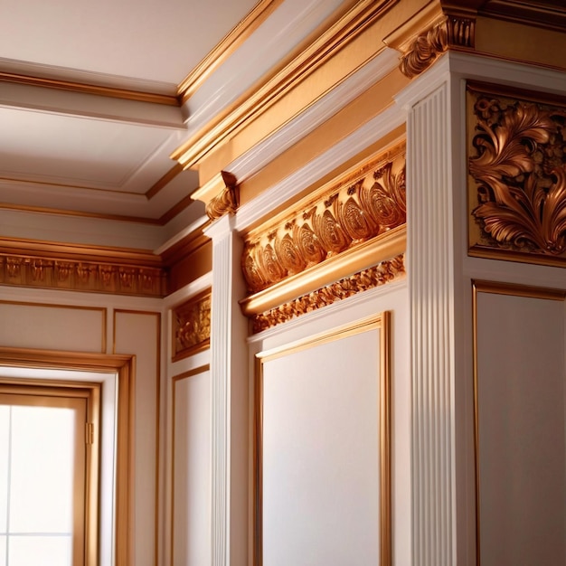 Photo vintage retro classical architectural detail with beautiful luxurious molding on wall