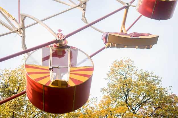 Vintage Retro Ferris Wheel on Blue Sky