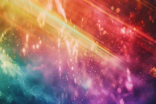 Vintage retro holographic abstract multicolored background photo overlay with light leaks