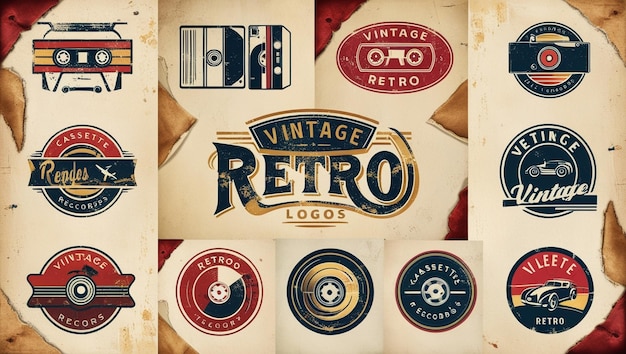 Vintage Retro Labels and Badges Nostalgic Design Elements