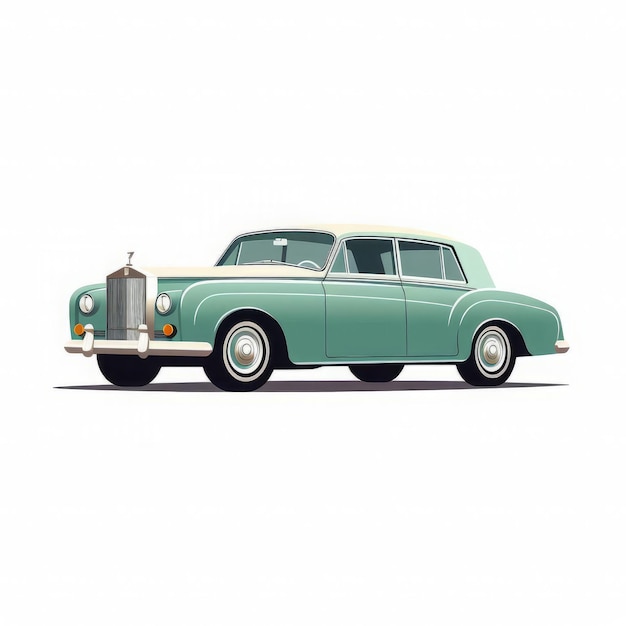 Vintage Rollsroyce Illustration Minimalist 2d Logo Design