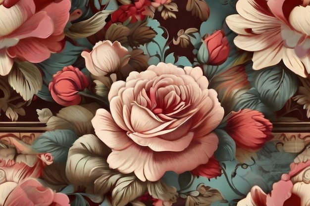 Vintage Romance Seamless Pattern