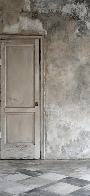 Photo vintage rustic interior with weathered door and textured walls