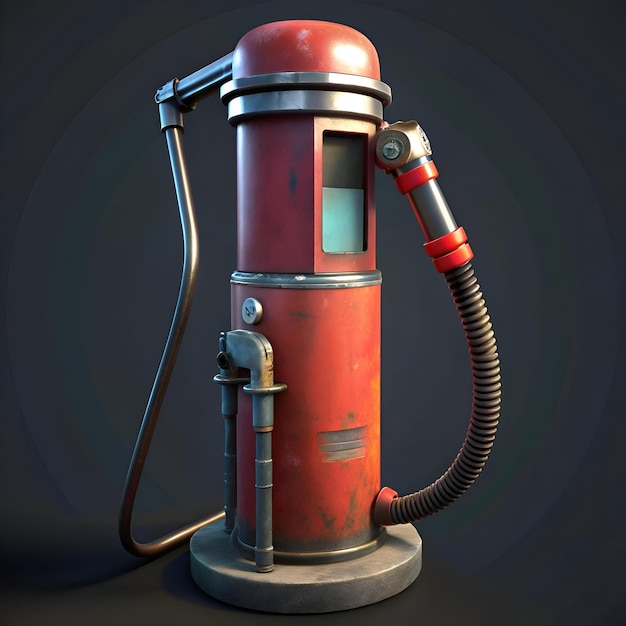 Vintage rusty gas pump isolated on a black background