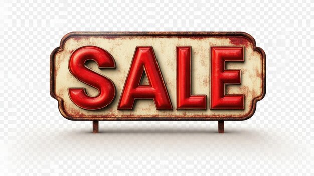 Vintage sale sign with bold red letters featuring an aged background perfect for attracting attention to discounts and promotions