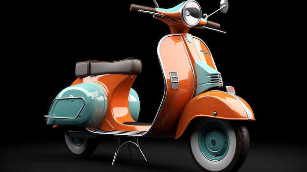 Vintage scooter on White Background Generative ai