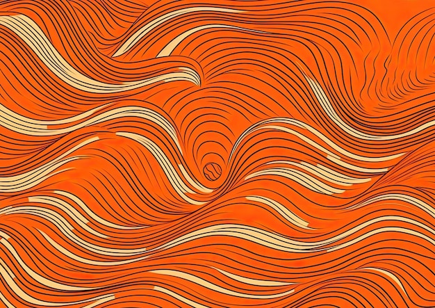 a vintage seamless orange wave pattern in the style of benin art