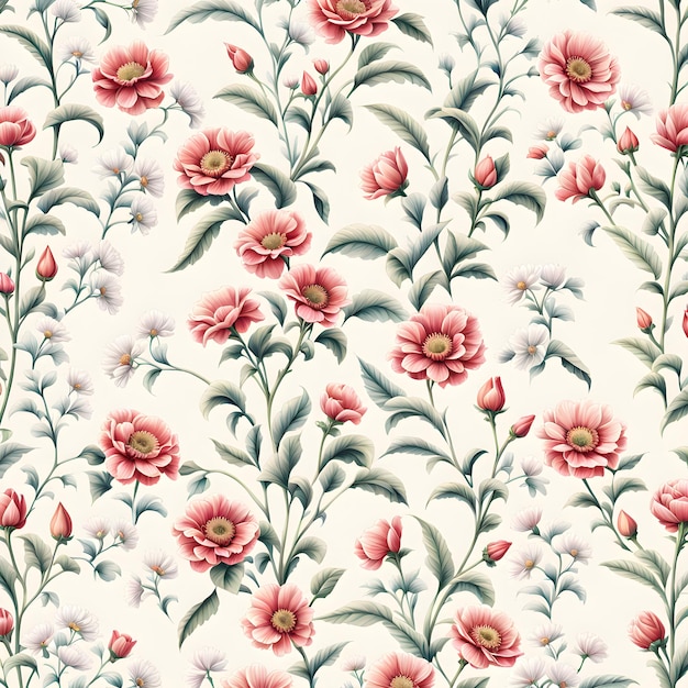 Photo vintage season flower pattern illustration background