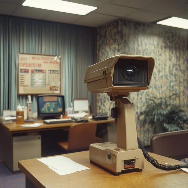 Vintage Security Camera in an Office Setting