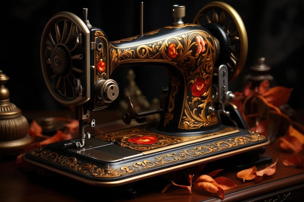 Vintage Sewing Machine Generative AI