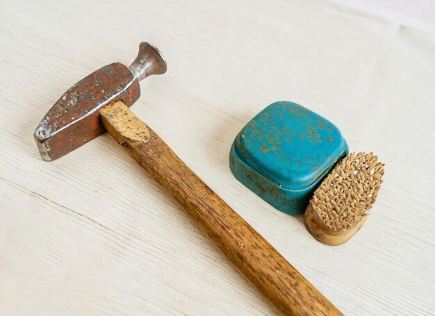 Vintage shoemaker cobbler hammer 3d background