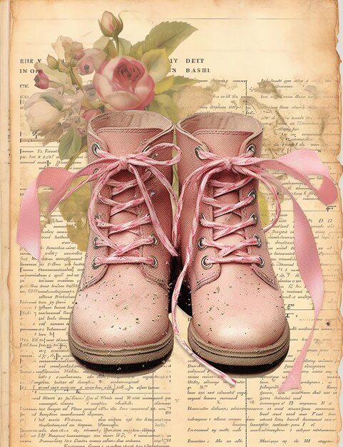 Vintage Shoes old paper junk journal digital paper