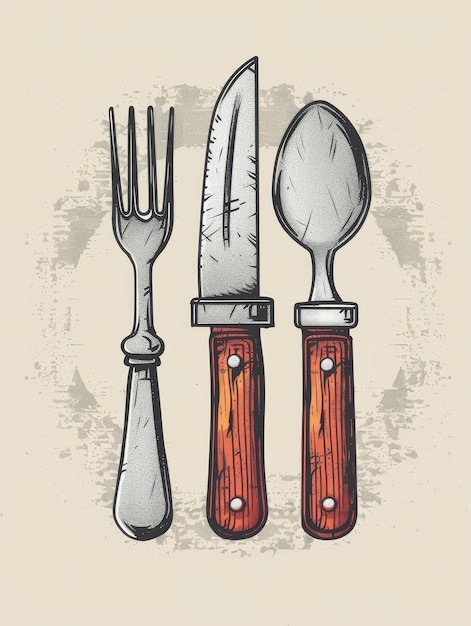 Photo vintage silverware set illustration