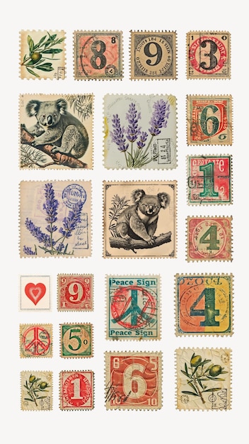 Photo vintage stamp design element set