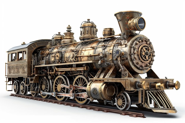 Vintage steam locomotive on a white background Generative AI