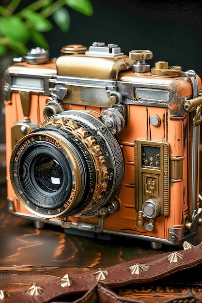 Photo vintage steampunk camera with intricate details