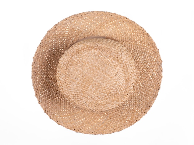 vintage straw hat isolated on white background