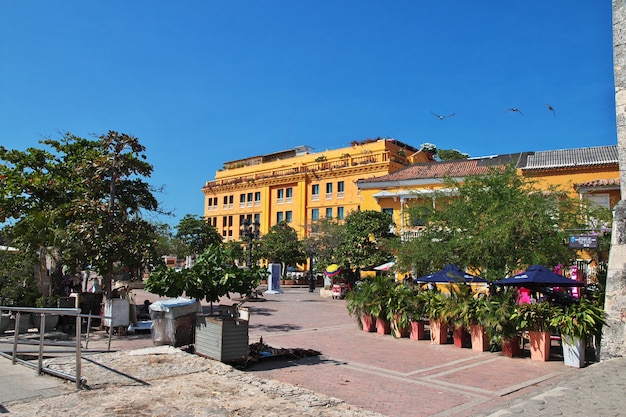 The vintage street in Cartagena Colombia