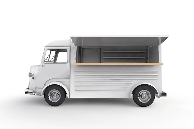 Vintage street food truck 3D Rendering