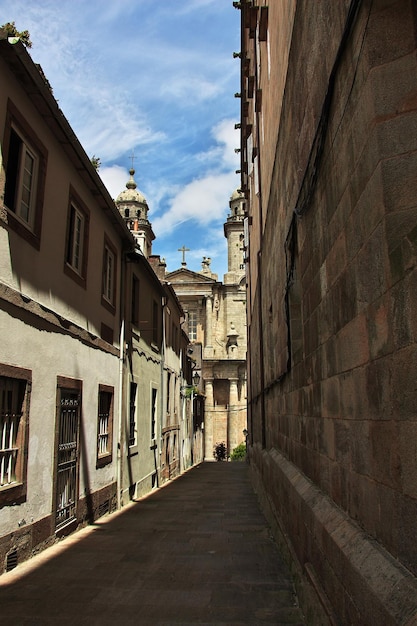 The vintage street in Santiago de compostela Spain