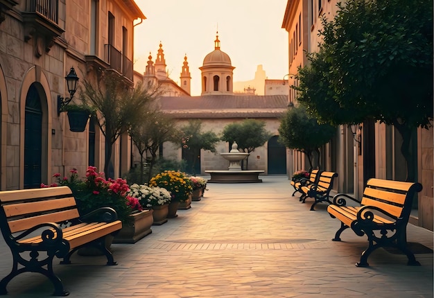 Vintage Street Scene in Alhambras Old Town with Timeless Charm