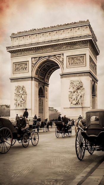 Photo vintage style image of paris arc de triomphe