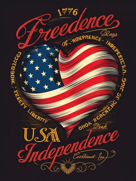 Vintage Style Independence Day TShirt Design for Fourth of July