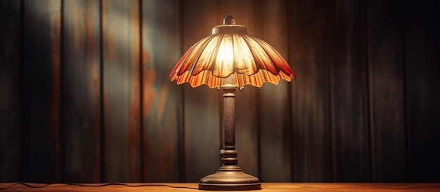 Vintage style lamp on wooden surface