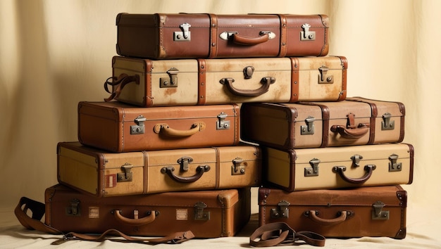 Photo vintage suitcase pile