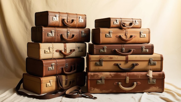 Photo vintage suitcase pile