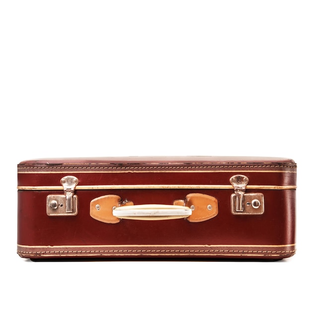 Vintage suitcase on white background