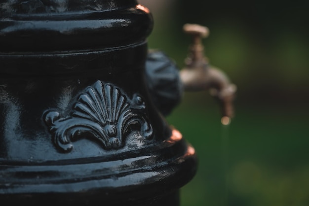 Vintage tap with sunset bokeh