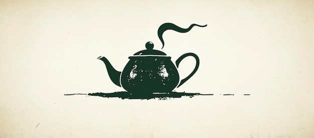 Vintage Teapot Silhouette with Steam