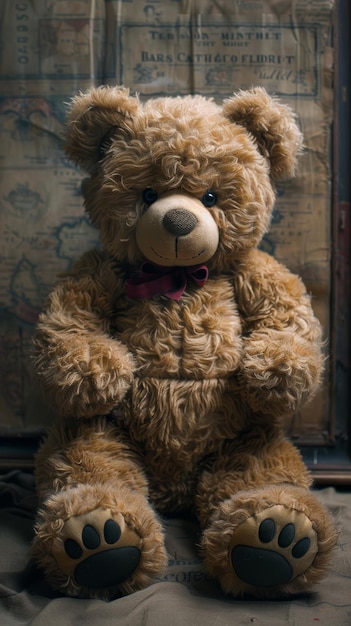 Vintage Teddy Bear Illustration for Financial Concepts Generative AI