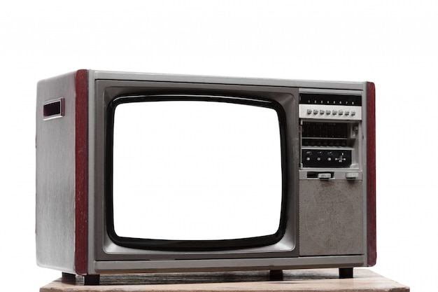 Vintage television with cut out screen on Isolated background

