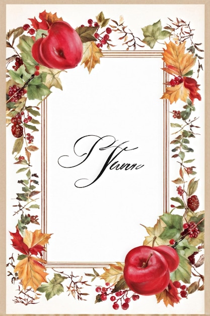 Vintage Thanksgiving Greeting with Autumn Calligraphy