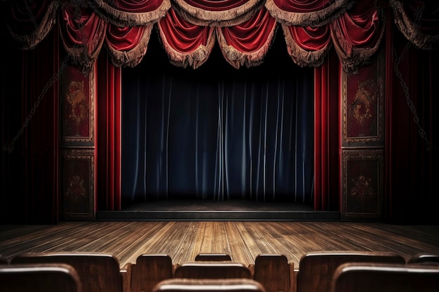 Vintage theater stage created with generative AI