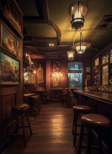 Vintage traditional cowboy pub interior for design Generative AI