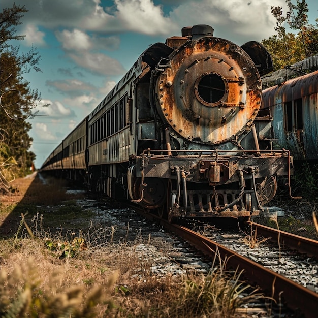 Photo vintage train cars a nostalgic view of classic transportation