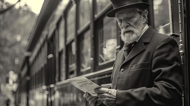 Vintage Train Conductor Aboard Steam Locomotive