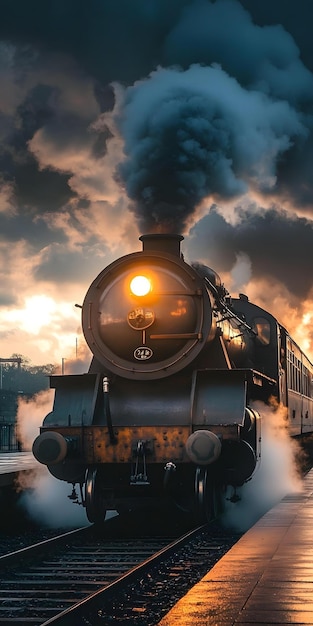 Photo vintage train on a railway platform