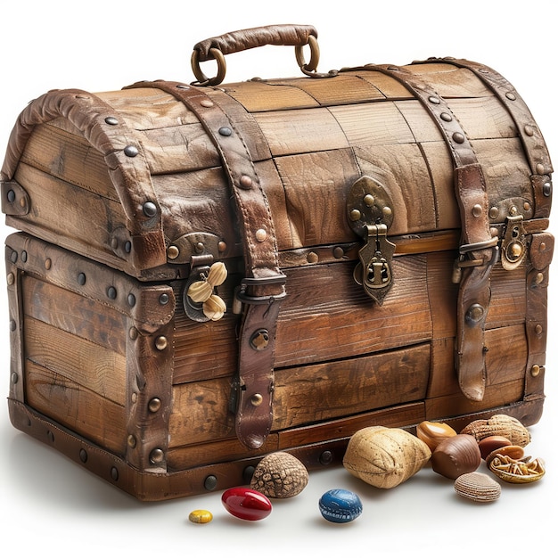 Vintage Trunk with Nuts and Candy Shades of Brown