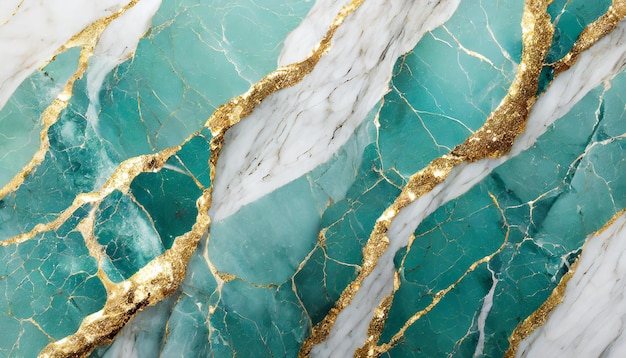 Vintage turquoise and white marble granite with gilding Rich golden tones Abstract surface