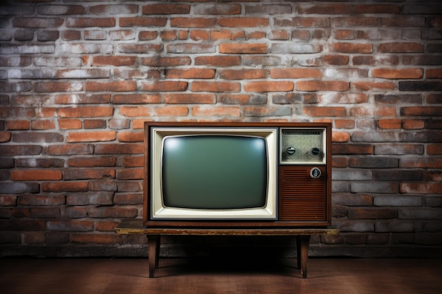 Vintage TV against a brick wall Retro style