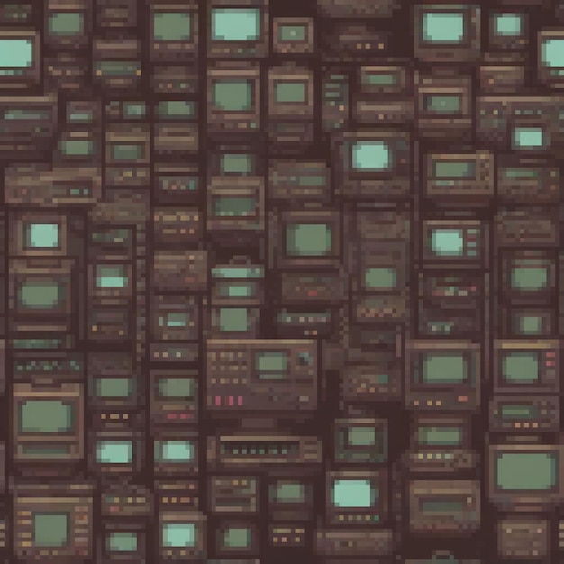 Vintage TV pixel art on a moody backdrop