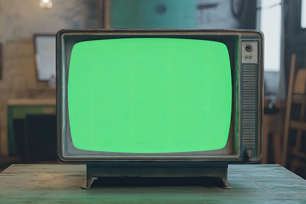 Photo vintage tv television green screen widescreen old television vintage style 3d rendering