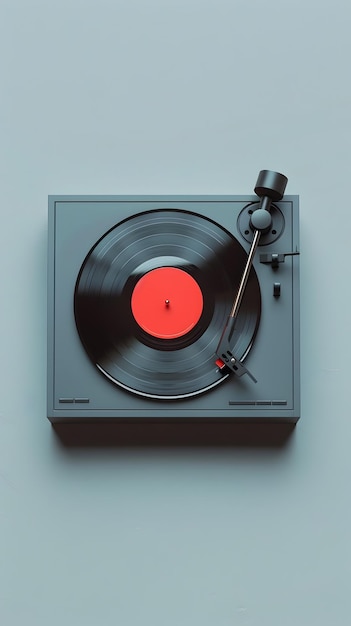 Vintage Vinyl Record Player on Plain Background