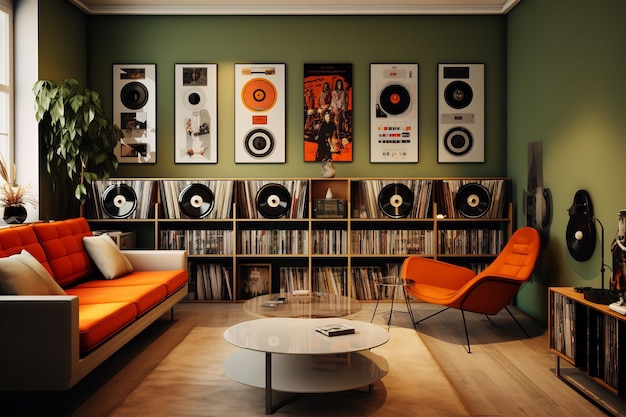 Vintage Vinyl Record Room Interior Design